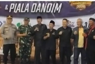 Potret Kejurnas pencak silat perebutkan piala Bupati dan Dandim tahun 2026 di GOR Singalodra Indramayu (Ist).